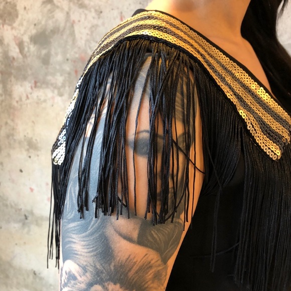 One piece black suit pant leg w fringes NWT - Picture 7 of 8